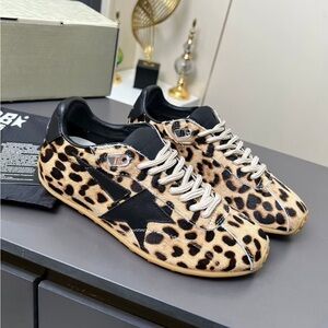 Golden Goose Leopard Sneakers with Black Star
